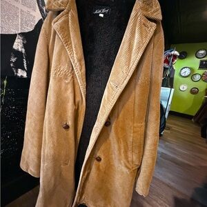Men's vintage Tan Corduroy coat missing buttons